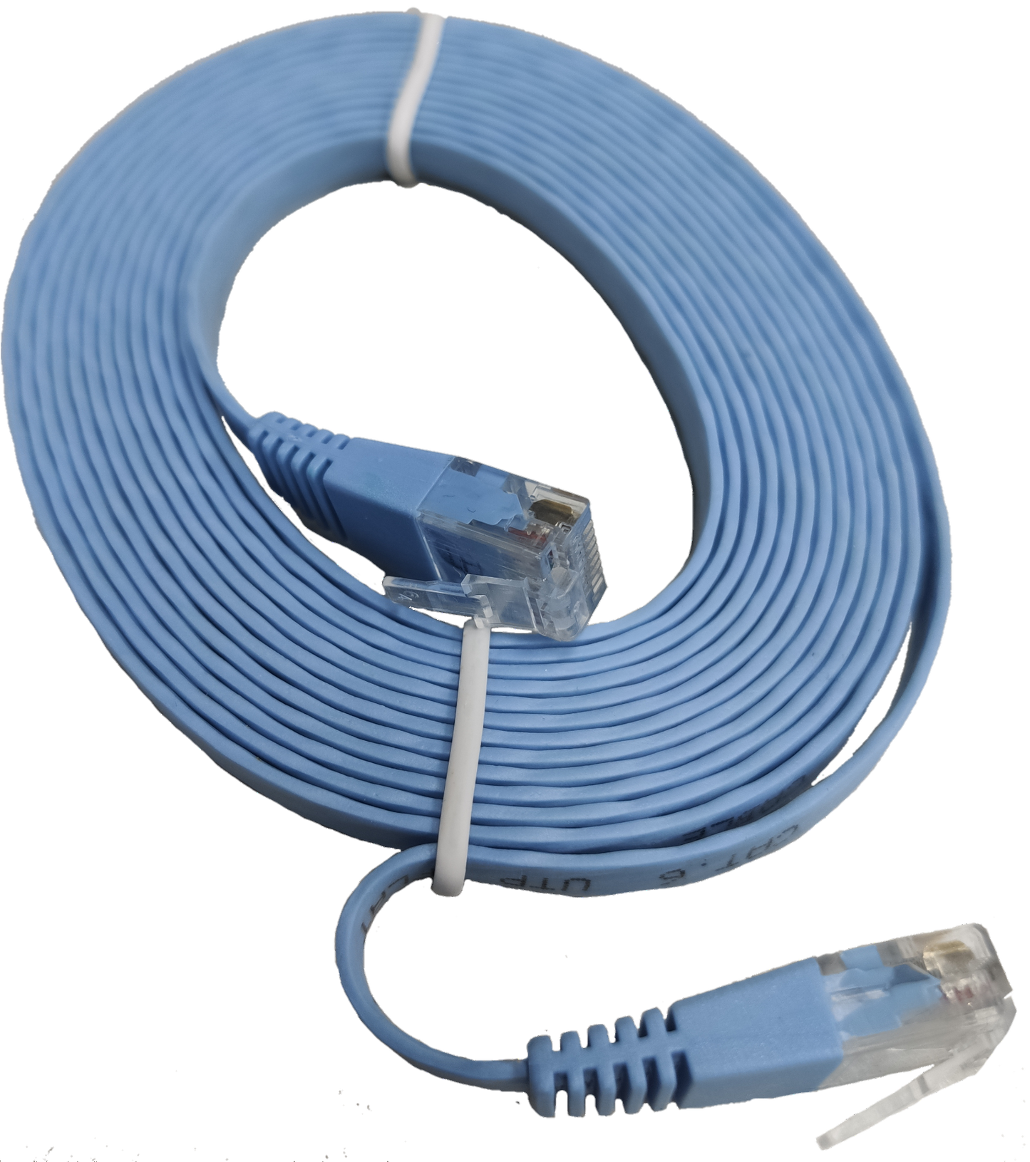 Blue CAT6 UTP Patch Cords 5 Meters flat Ethernet cable with clear RJ45 connectors