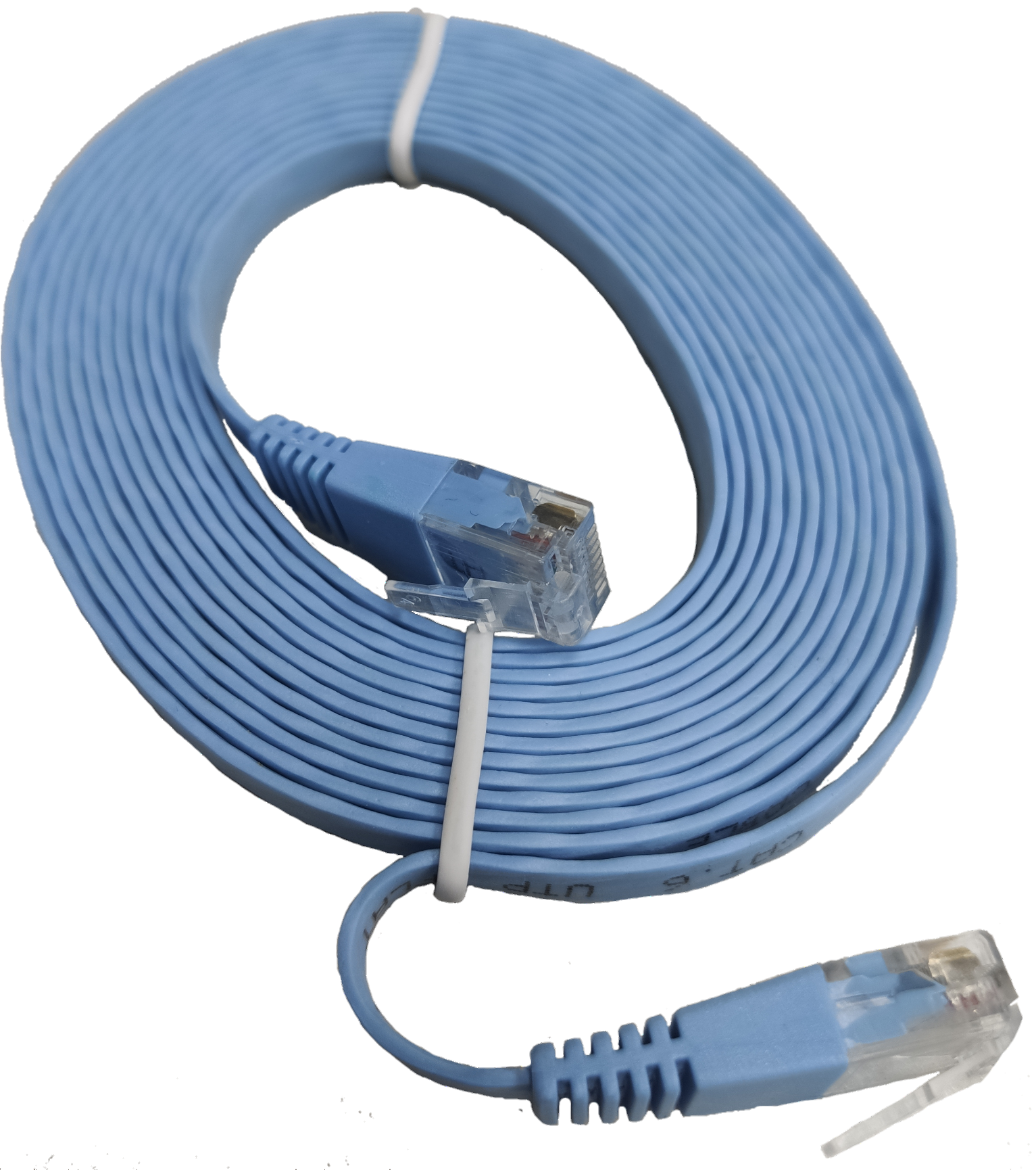 Blue CAT6 UTP Patch Cords 5 Meters flat Ethernet cable with clear RJ45 connectors