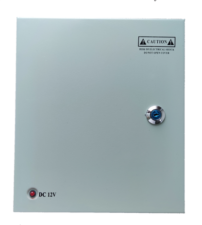 Electx Electrical Supply CCTV Power Supply 12V 15A 220V 9 Channels metal lockable box with caution label