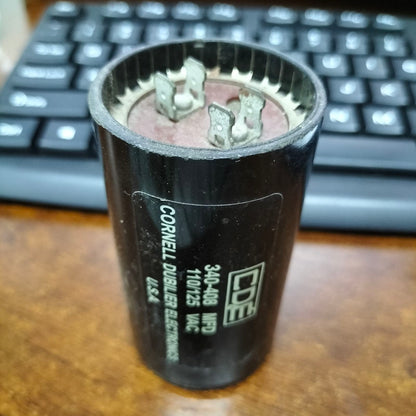 CDE Motor Starting Capacitor 340-408MFD for electrical circuitry with durable exterior