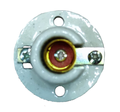 E12 Porcelain Socket Receptacle 2A white round porcelain base with brass contact and mounting holes