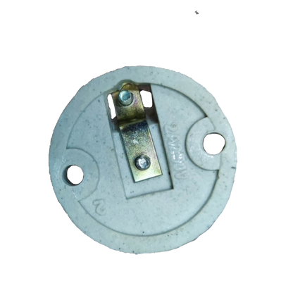 E12 Porcelain Socket Receptacle 2A round white ceramic light socket base with metal contact bracket and two mounting holes