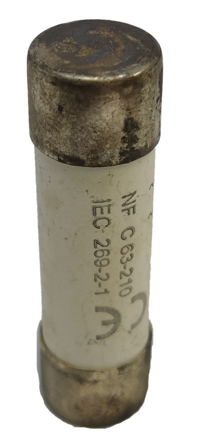 Ceramic Fuse 12A 14x51mm electrical component with metal end caps and white ceramic body