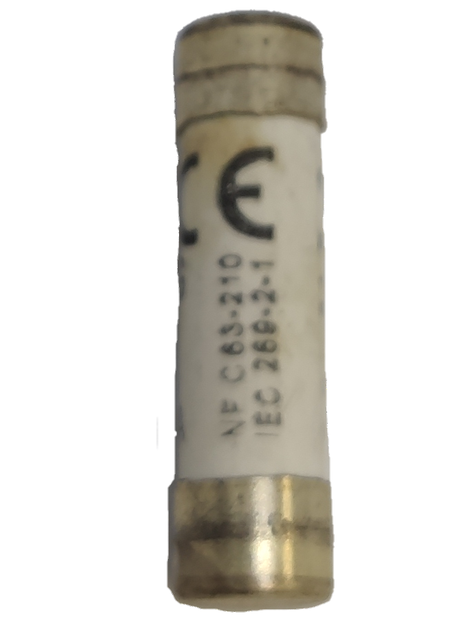 Ceramic Fuse 2A 8x31mm electrical component with metal end caps for circuit protection
