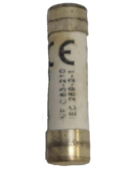 Ceramic Fuse 2A 8x31mm electrical component with metal end caps for circuit protection