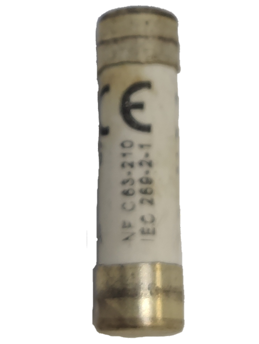 Ceramic Fuse 2A 8x31mm electrical component with metal end caps for circuit protection