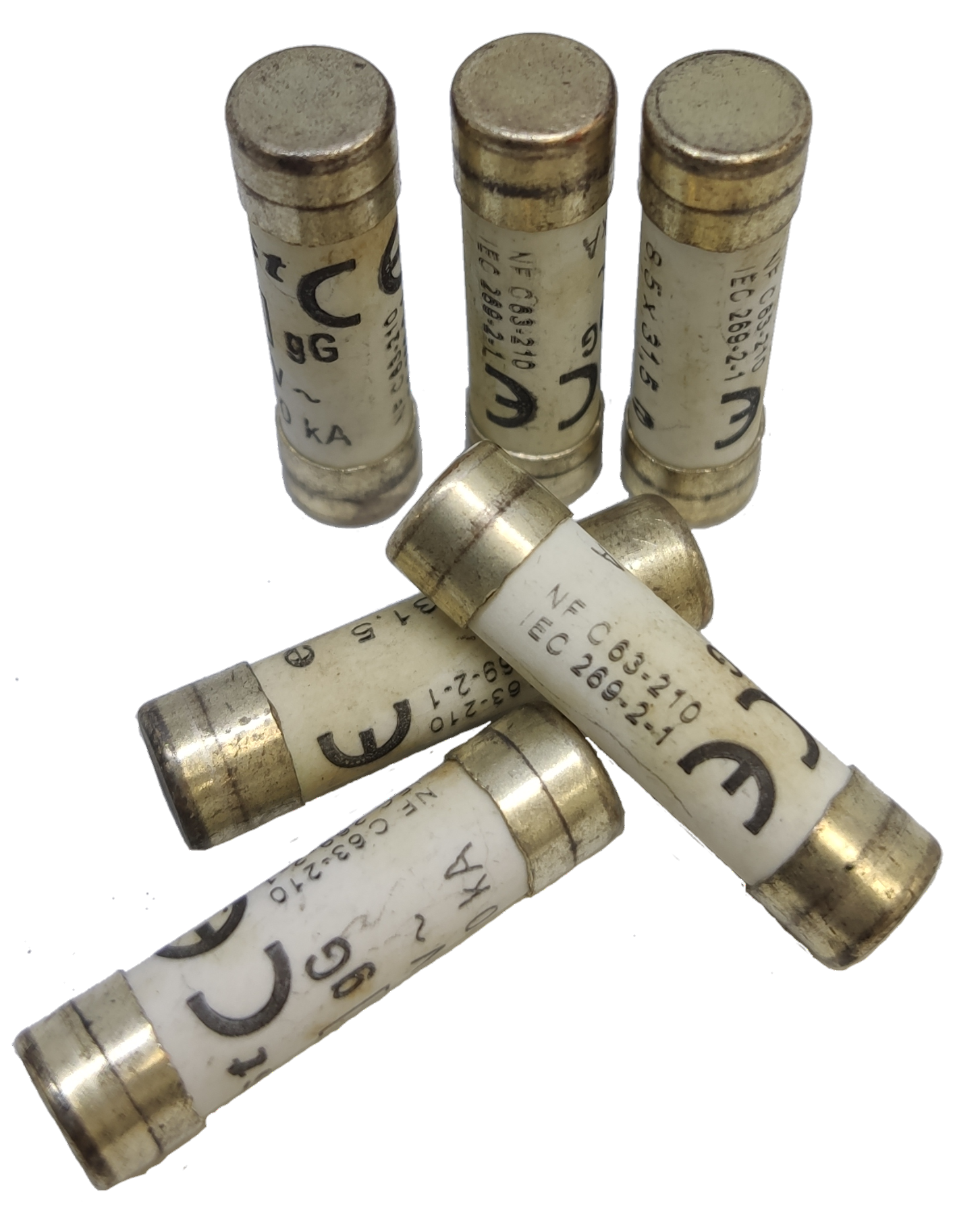 Ceramic Fuse 2A 8x31mm electrical parts with metal caps and labeled white ceramic body