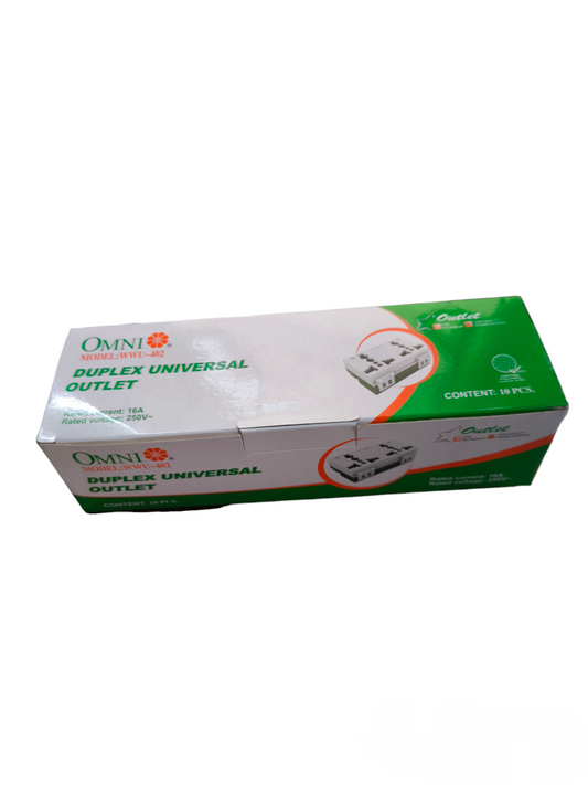 Omni Duplex Universal Outlet with Ground 16A 250V 10pcs WWU-402(10PCS)