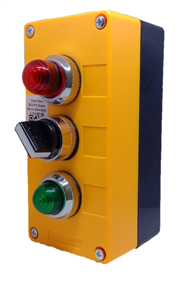 Auspicious industrial selector switch 220V red green in yellow box with red and green lamps and black selector