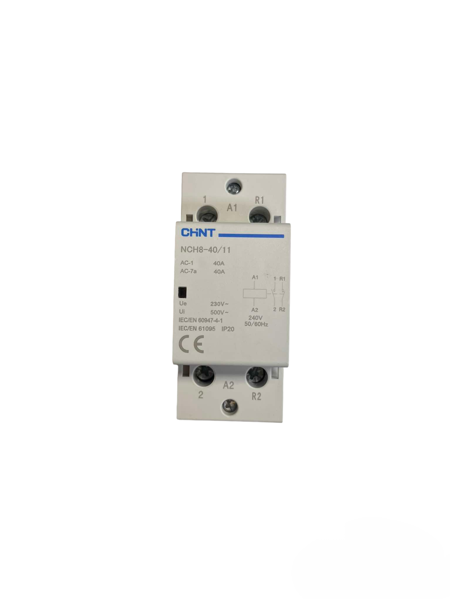 Chint 2 pole 40A din rail contactor white compact electrical switch for power control