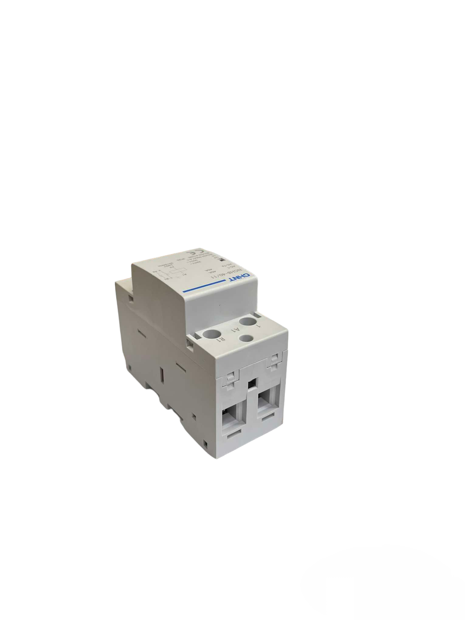 Chint 2 pole 40A din rail contactor in white for electrical power control and switching