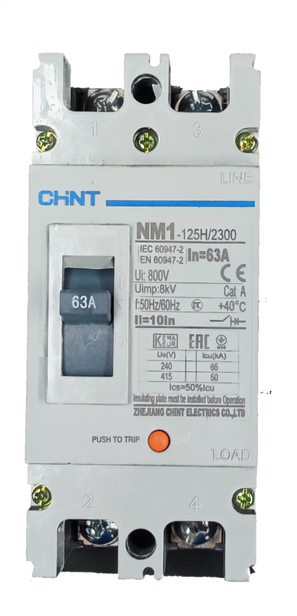 Chint 63A industrial circuit breaker NM1-125H model for high voltage electrical protection