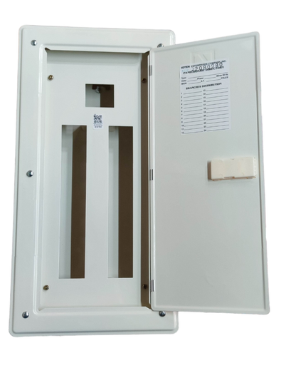 White electrical panel box for 80A 2Pole Chint Miniature Circuit Breaker with hinged door open