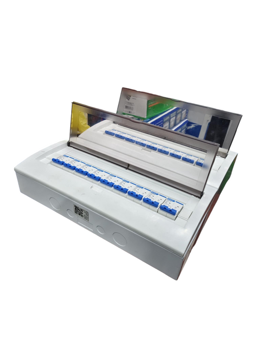 Chint NXB 2 pole MCB panel board 63A 2 Pole white distribution board with hinged transparent cover and blue MCBs