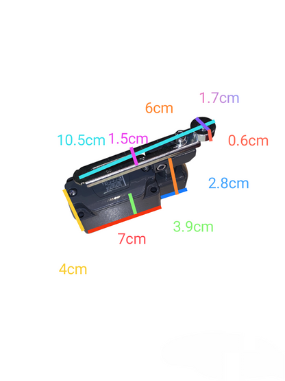 Chint limit switch 5A 220V with detailed size measurements for power points and switches
