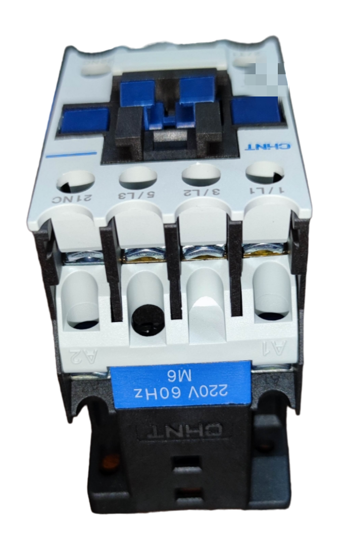 Chint Magnetic Contactor 25A 220V 1NO with blue and white components for power control