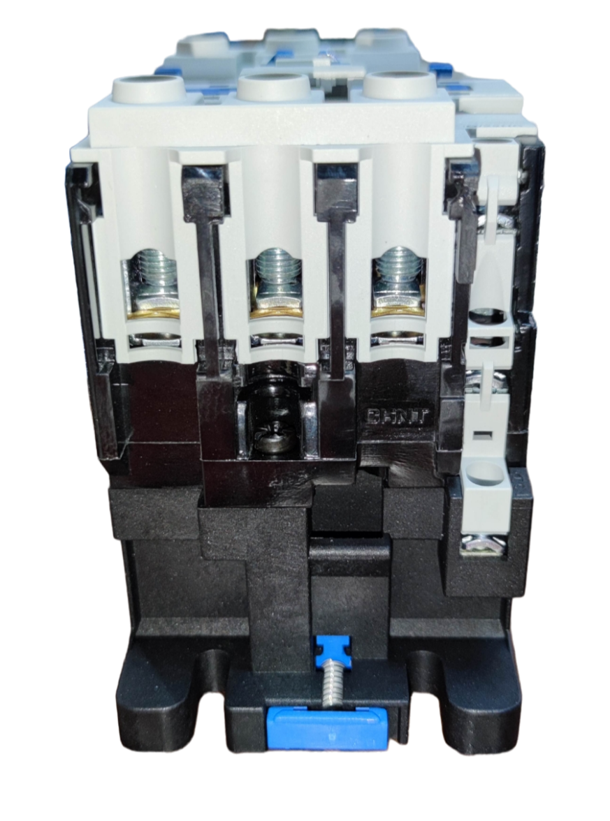 Chint Magnetic Contactor 80A 220V with black and white housing and blue control switch