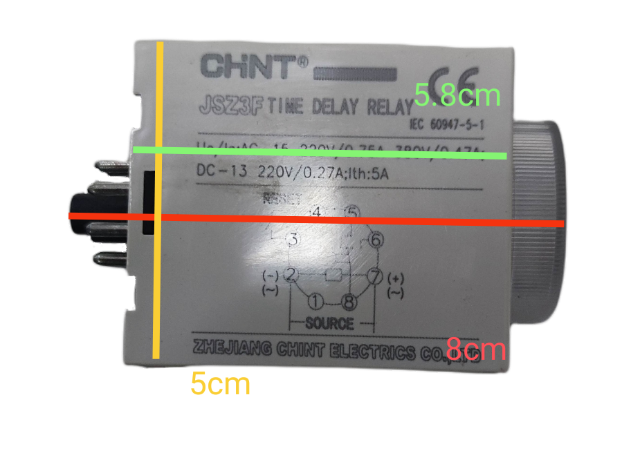 Chint Relay Timer 0-2 Mins 220V with clear labeling and connection points for timer applications