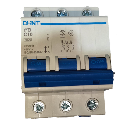 Chint 3 phase miniature circuit breaker 220V with three switches for electrical safety