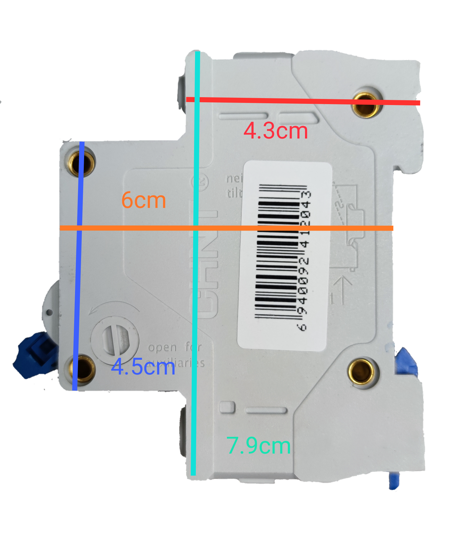 Chint 6A 3Pole Miniature Circuit 4.5 KAIC 220V with clearly marked dimensions for easy installation