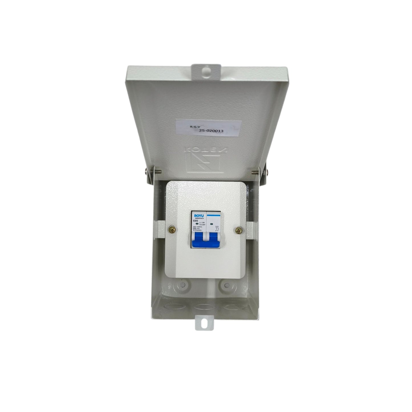 10A 2 pole miniature circuit breaker in a protective enclosure for electrical safety