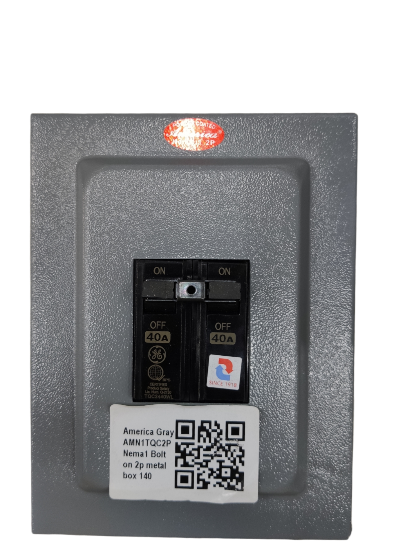 GE 2 pole single phase circuit breaker with 40A rating for electrical panel installations
