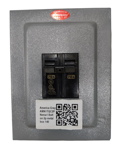 GE 2 pole single phase circuit breaker with 70A rating and dual switches for electrical safety