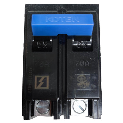 Koten Circuit Breaker 70A 2 Pole Plug-in with blue switch and clear labeling for easy identification