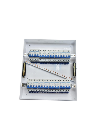 Chint Circuit Breaker with 15 Branches electrical panel with blue switches and white casing