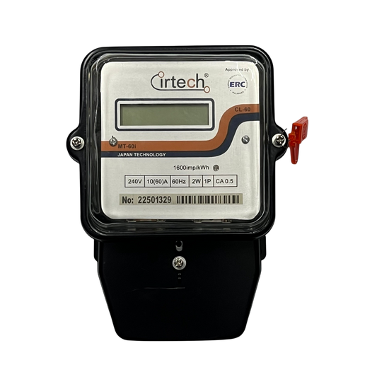 Cirtech 60A single phase KWH meter with digital display and durable casing for accurate energy measurement