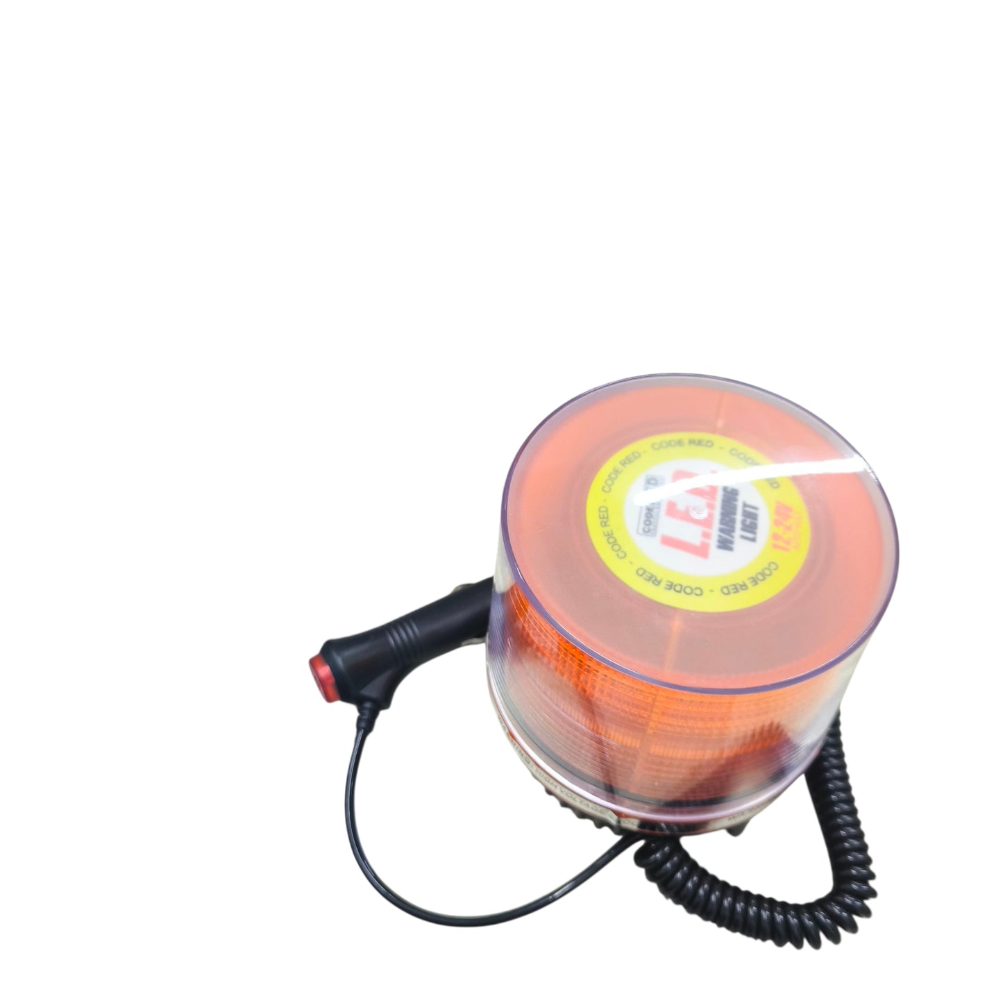 Code Red 12V 24V LED emergency beacon with a bright orange light for enhanced visibility
