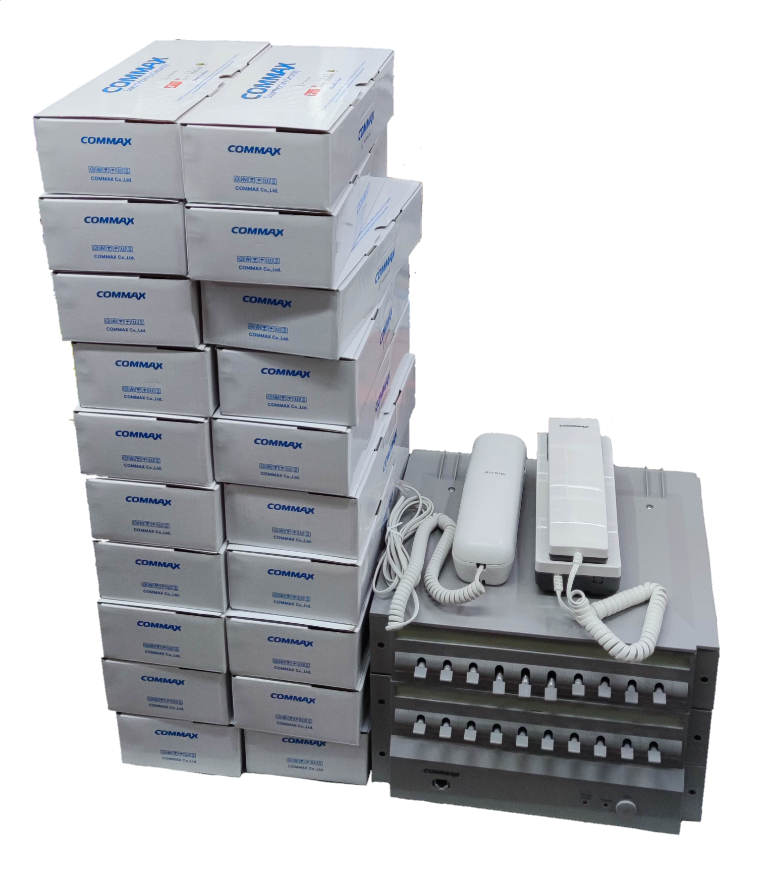 Commax 20 Station Intercom - CLS-10 system with multiple intercom units and control panel for security