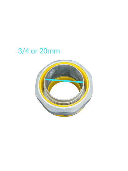 Liquid tight straight connector for pipes and hoses, size 3/4 or 20mm, durable and reliable