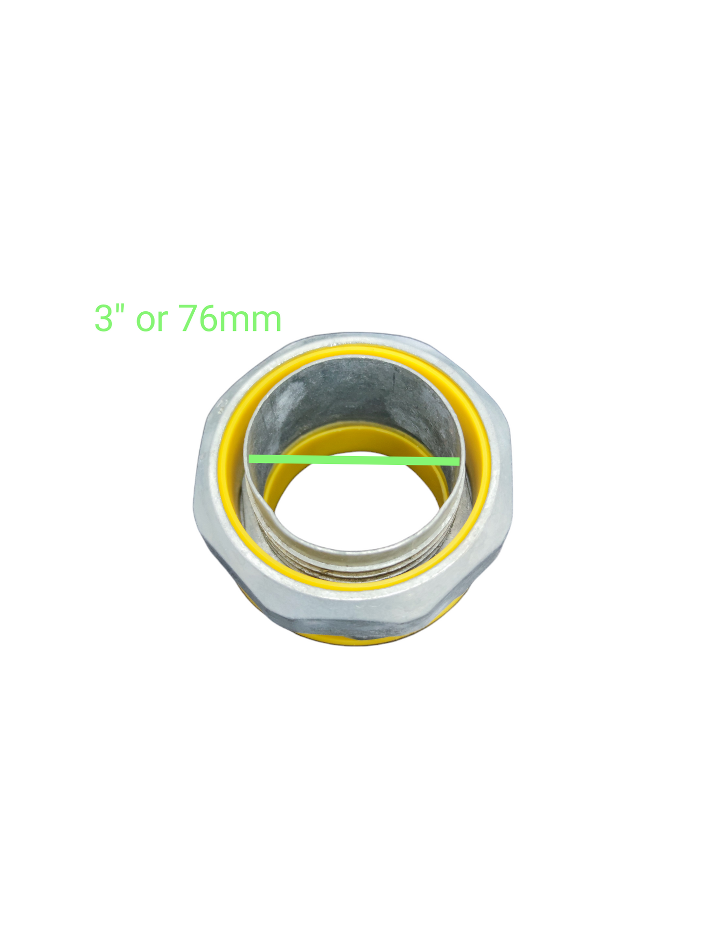 Local liquid tight straight connector in 3 inch size for secure piping connections