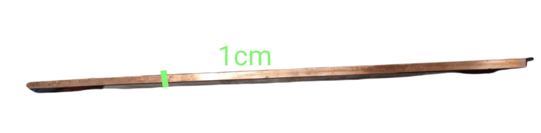 Copper bus bar 3mm thick Assorted Length showing a close-up view of its flat profile
