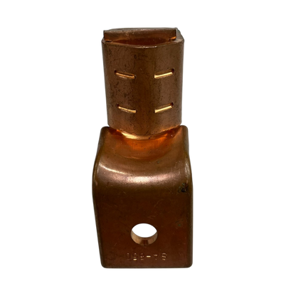Close-up of a copper Solderless Terminal Lugs 380mm - 500mm for electrical circuitry and parts