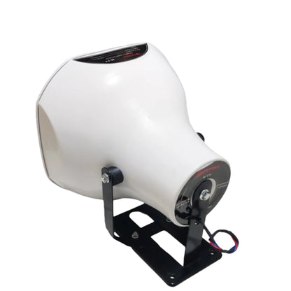 Crown 180W Horn Speaker 16 Ohms white horn speaker on black mounting bracket with attached wires