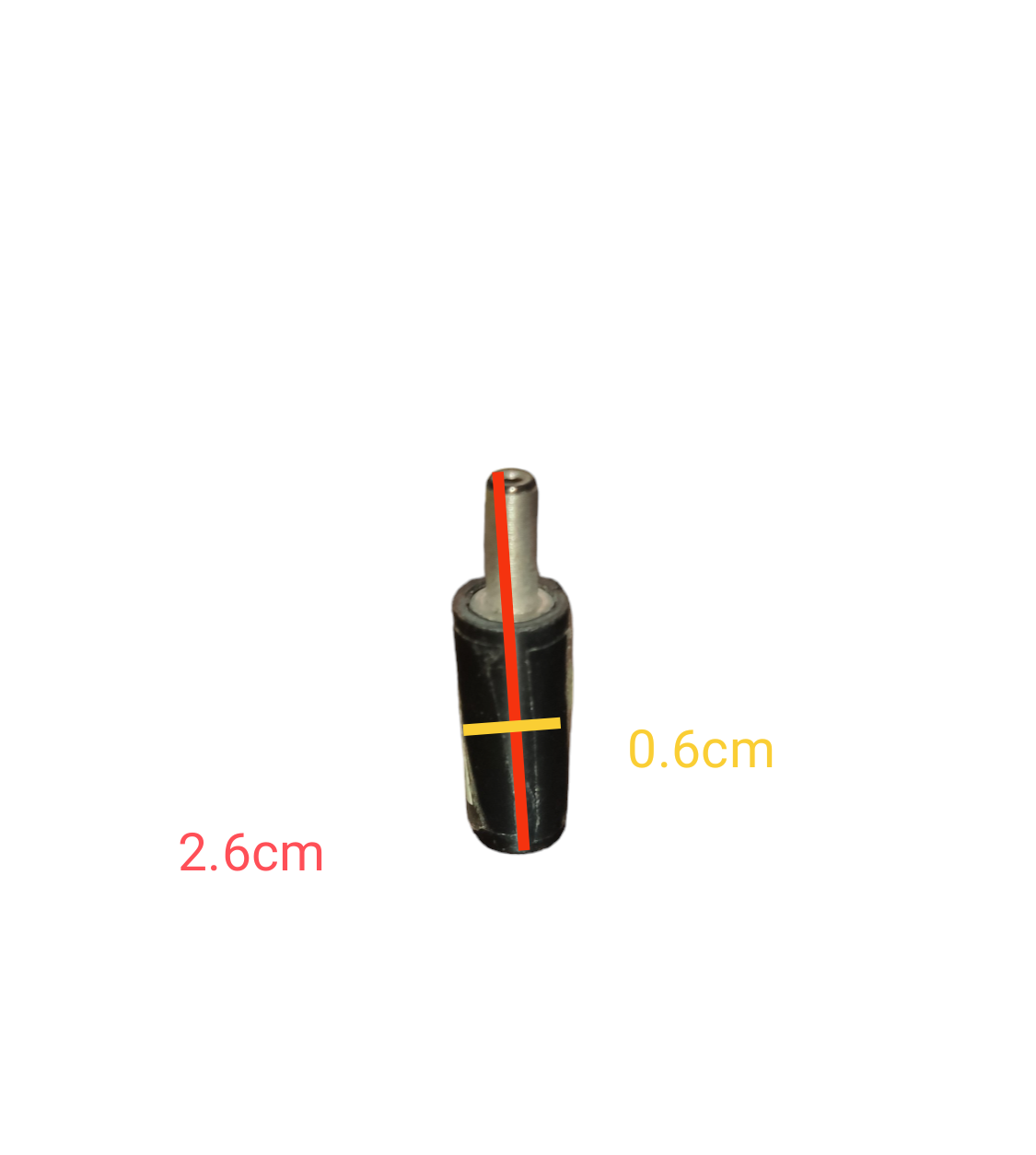 Crown Plug 2.5mm black power plug with metal tip and compact size for electrical connections