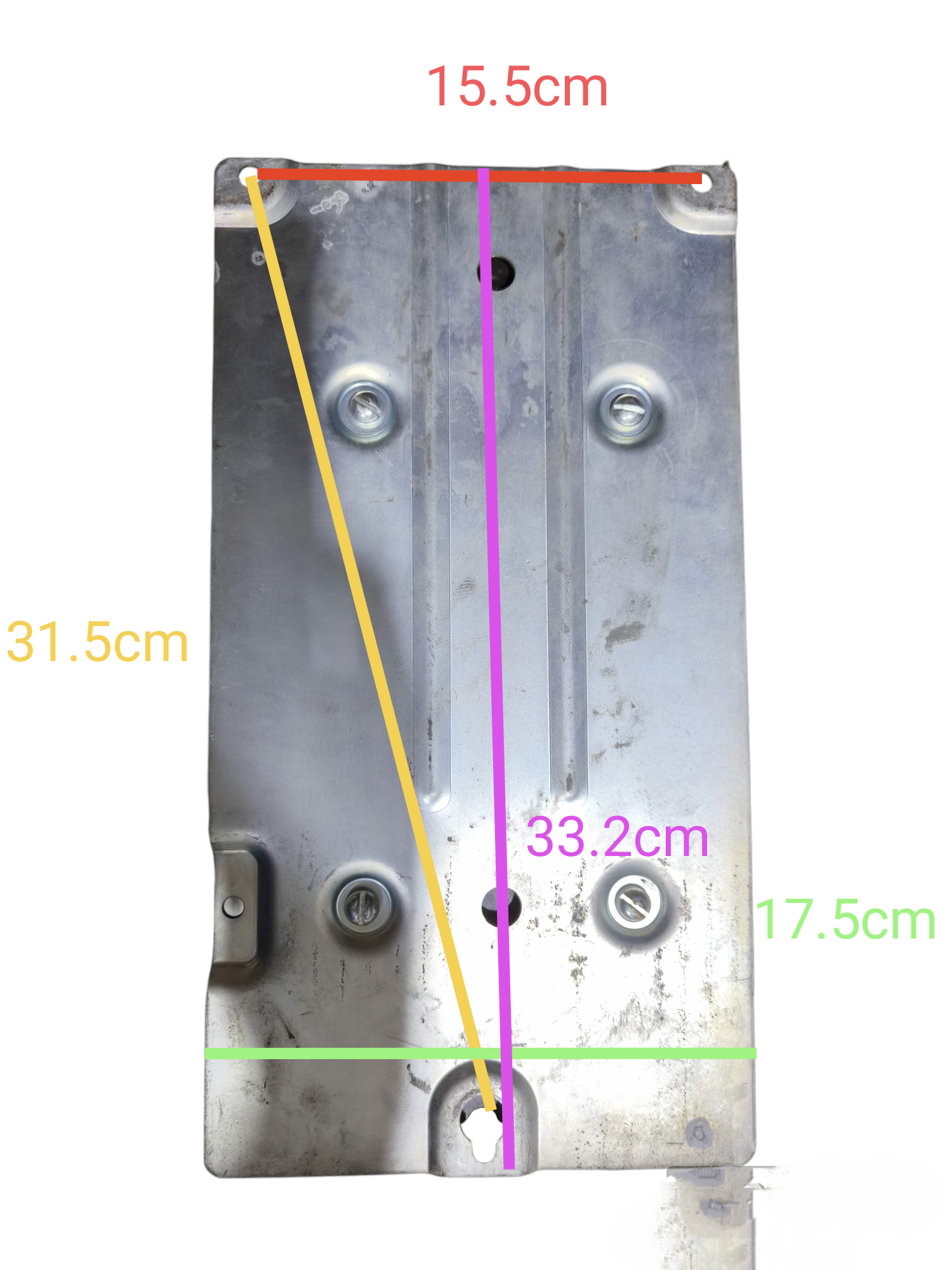 Metal mounting plate for Cutler Hammer Magnetic Contactor 270A with detailed measurements