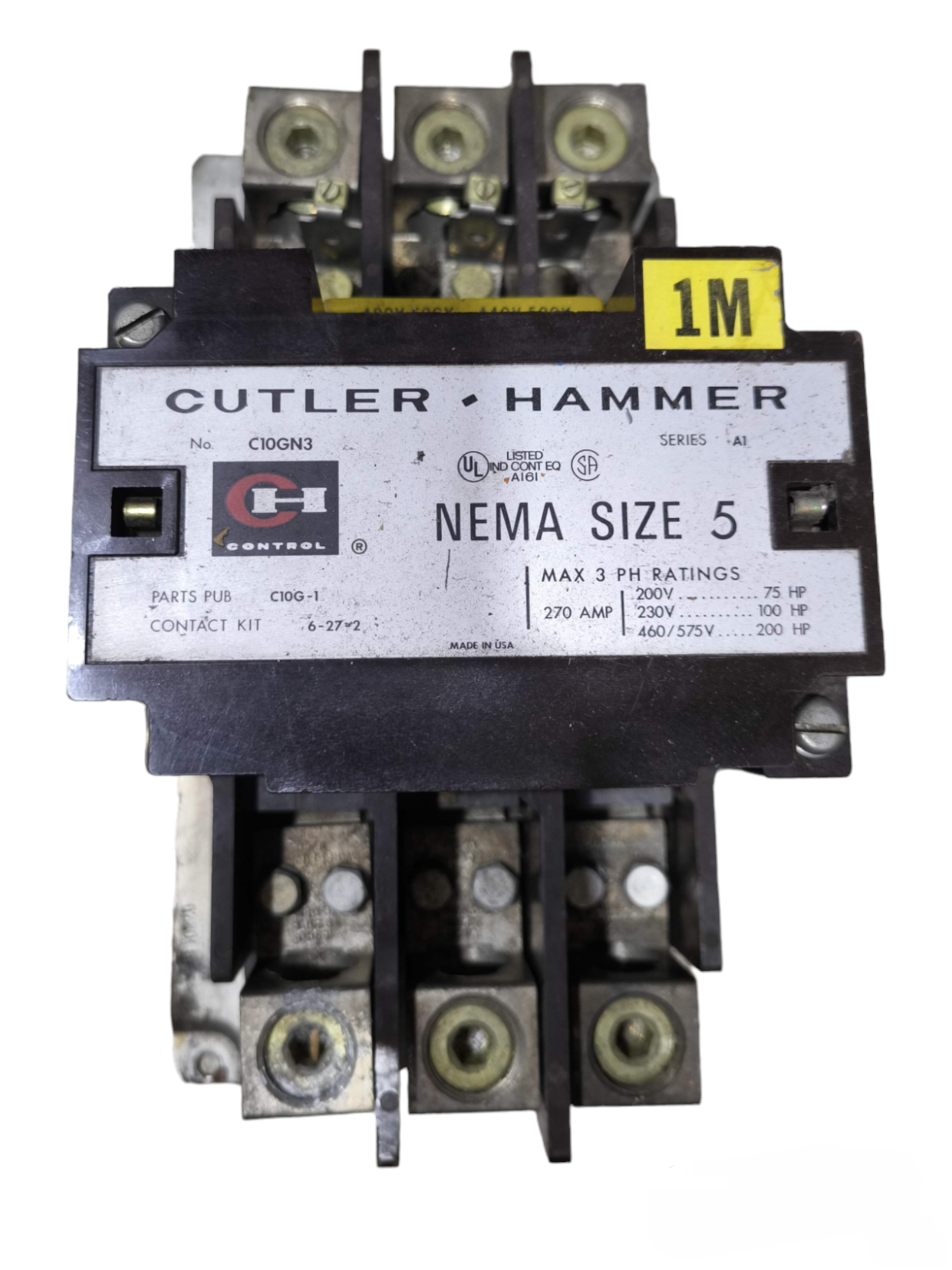 Cutler Hammer Magnetic Contactor 270A NEMA Size 5 with industrial electrical connections