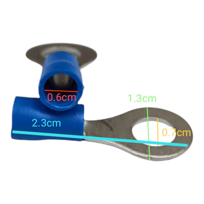 Local Terminal Lugs Ring Type Blue Insulation 3.5mm (10Pcs + 10Pcs Free) , Ring Terminal Lugs,  Round Terminal Lugs