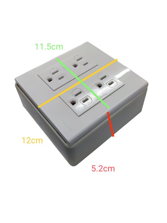 Panasonic 4 Gang Flat Pin Outlet with Ground 16A 220V WEG6806+(2XWEG1512-5)+Utility Box
