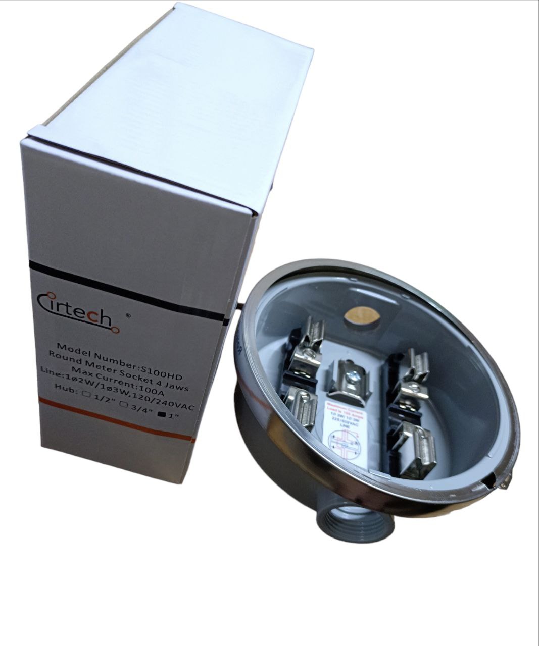 Cirtech Round Meter Base 1", Electrical Meter Base, KWH Meter base 1" Hub Size