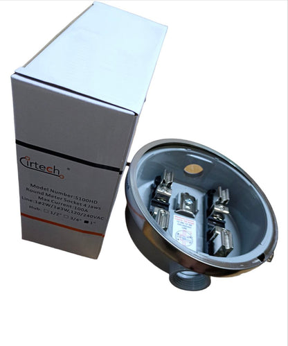 Cirtech Round Meter Base 1", Electrical Meter Base, KWH Meter base 1" Hub Size