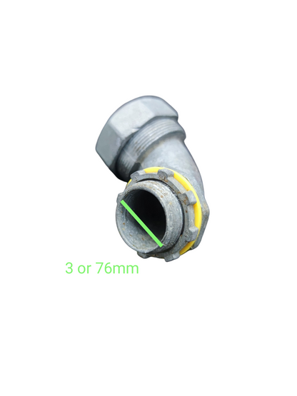 Liquid Tight Angle Connector, Liquid Tight Elbow Available in 1/2, 3/4, 1, 1 1/4, 1 1/2, 2, 2 1/2, 3" and 4"