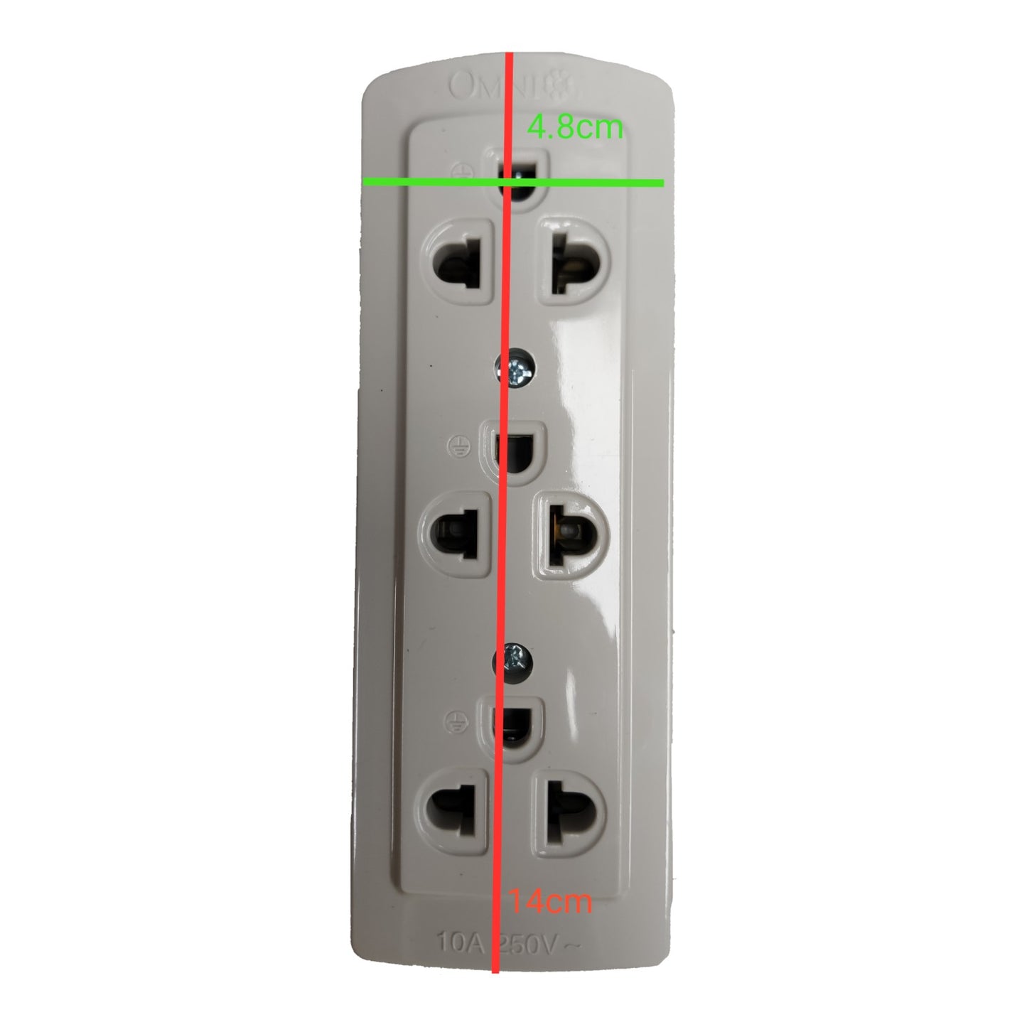 Omni 3 Gang Extension Universal Outlet with Ground 3 Gang, Surface Type Outlet with Ground WSG-003