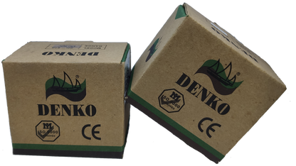 Denko DC volt panel meter packaging featuring the Denko logo and CE certification