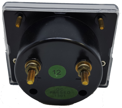 Denko DC volt panel meter with clear face and mounting screws for electrical testing and monitoring