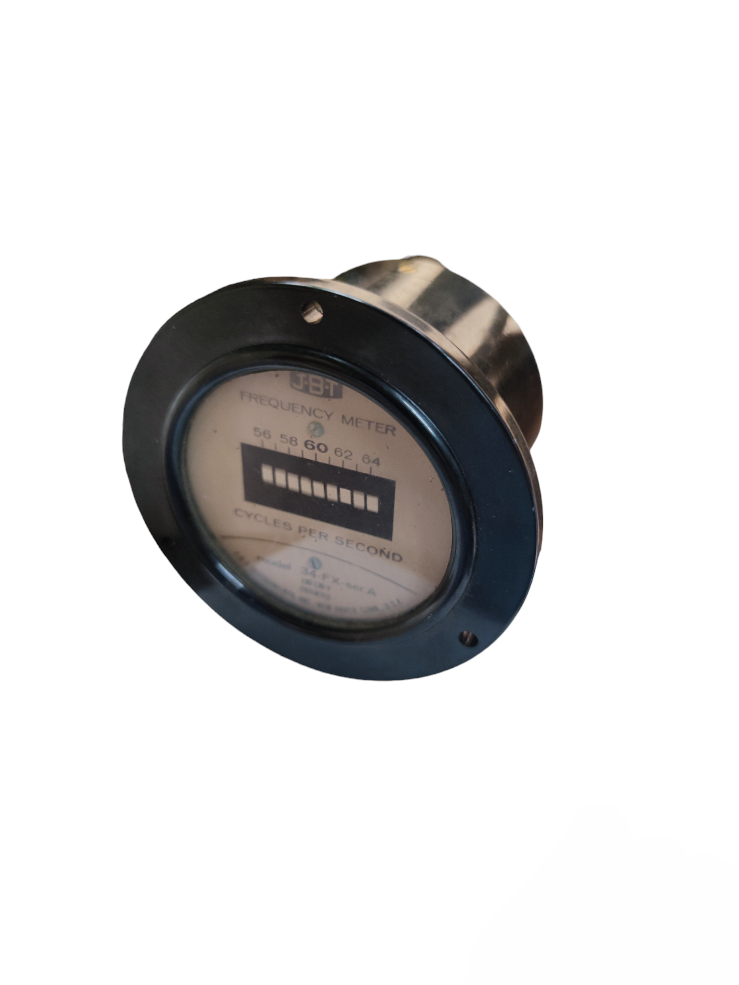 Denko frequency meter 100-130V with round black frame and vintage analog display for electrical testing