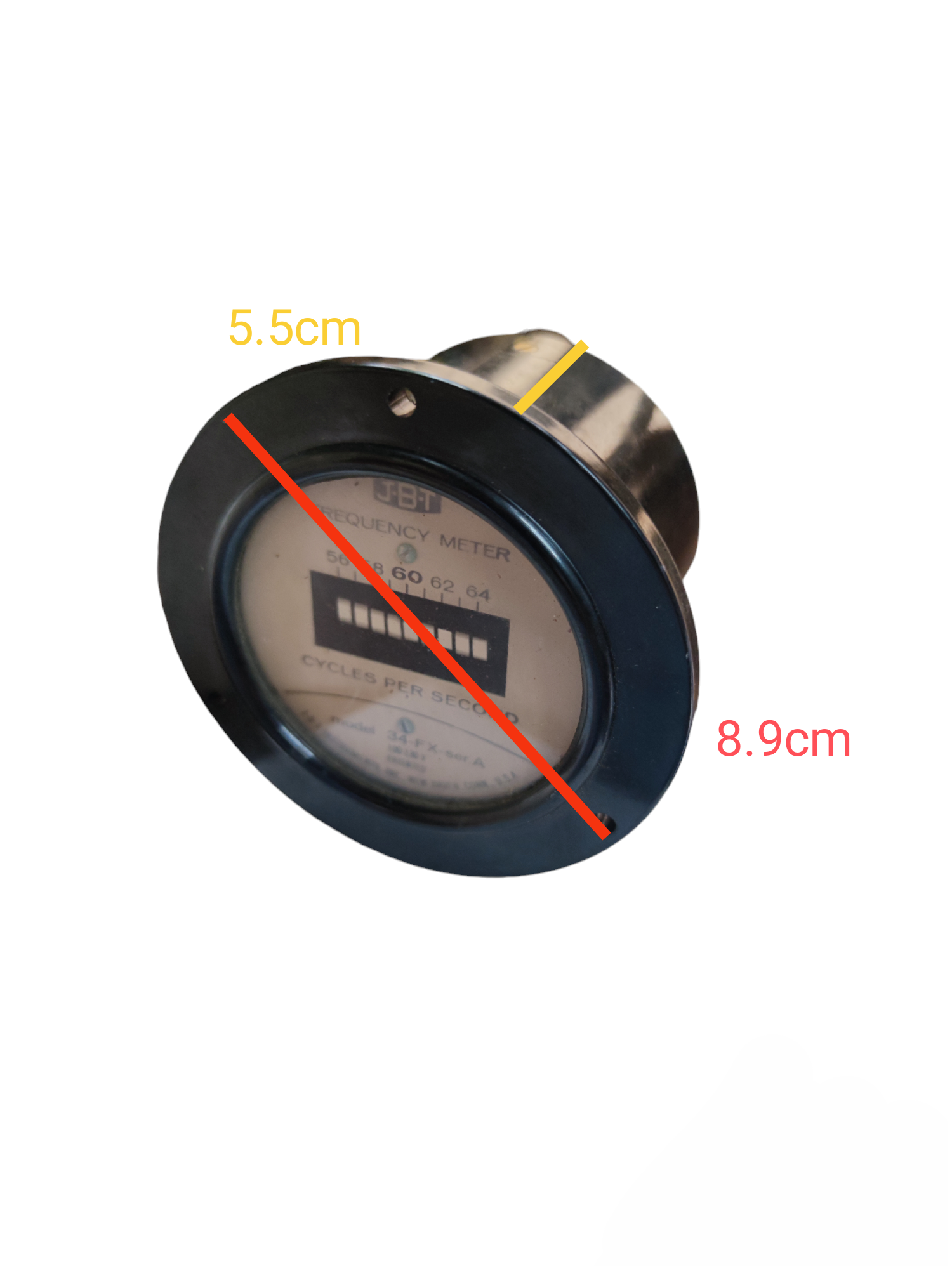 Denko frequency meter 100-130V black analog electrical testing tool with labeled dimensions